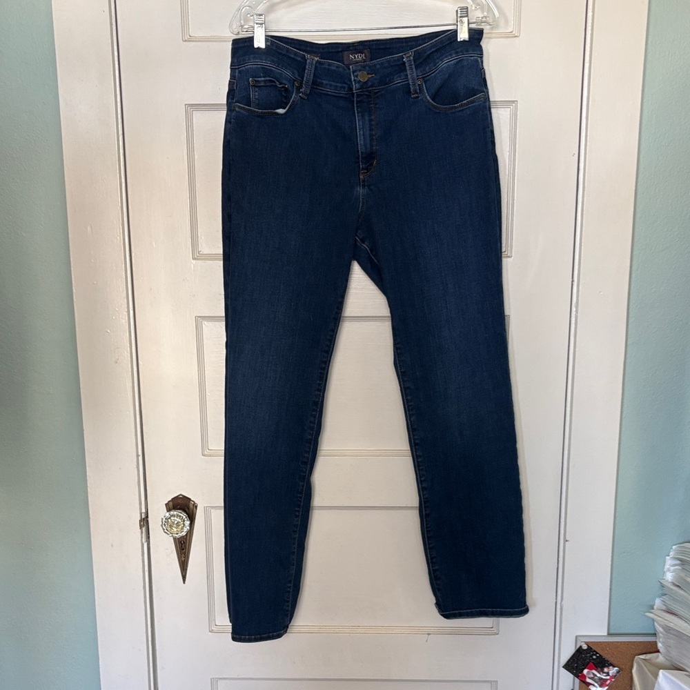 NYDJ Los Angeles Marilyn Straight Deep Indigo Jeans with Lift X Tuck Technology